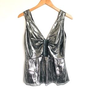 MIGUELINA Top Size S Metallic Silk Jaden Sleeveless Rocker